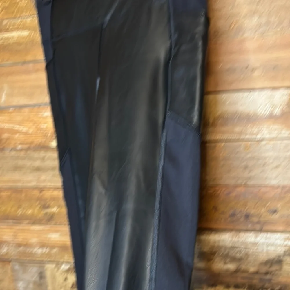 Athleta Gleam Chaturanga Black Faux Leather Leggings